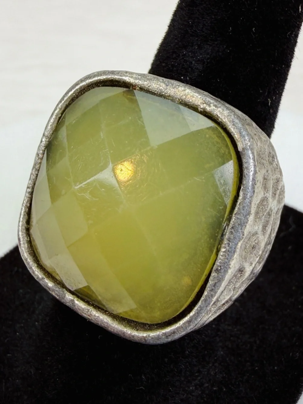 Bohemian chic, chunky hammered, size 7 statement ring